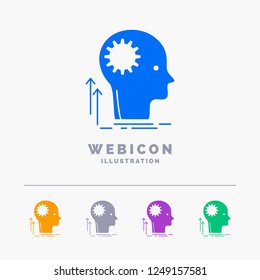 Mind, Creative, thinking, idea, brainstorming 5 Color Glyph Web Icon Template isolated on white. Vector illustration