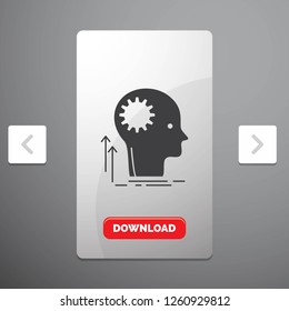 Mind, Creative, thinking, idea, brainstorming Glyph Icon in Carousal Pagination Slider Design & Red Download Button