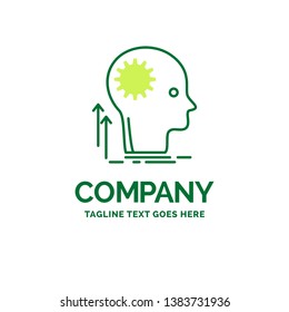 Mind, Creative, thinking, idea, brainstorming Flat Business Logo template. Creative Green Brand Name Design.