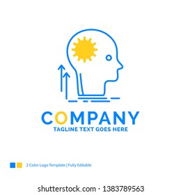 Mind, Creative, thinking, idea, brainstorming Blue Yellow Business Logo template. Creative Design Template Place for Tagline.