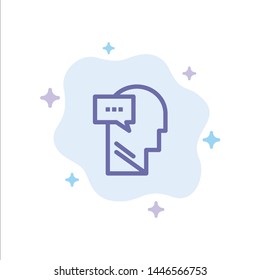 Mind, Dialog, Inner, Head Blue Icon on Abstract Cloud Background