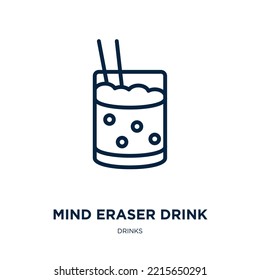 mind eraser drink icon from drinks collection. Thin linear mind eraser drink, water, eraser outline icon isolated on white background. Line vector mind eraser drink sign, symbol for web and mobile