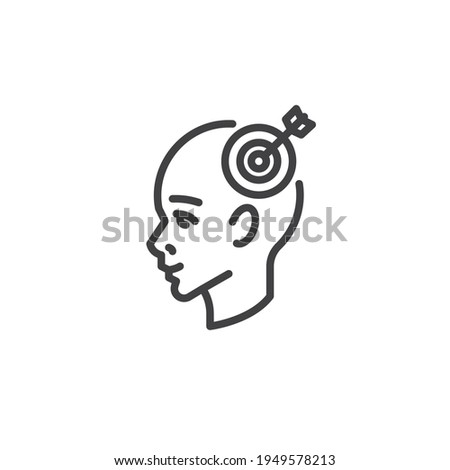 Mind focus line icon. linear style sign for mobile concept and web design. Human head and target outline vector icon. Symbol, logo illustration. Vector graphics