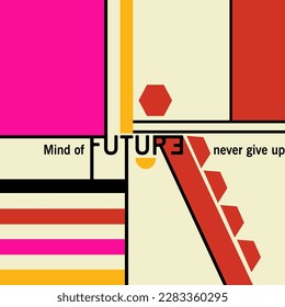 mind of future slogan and geometric line pattern texture and background desgin