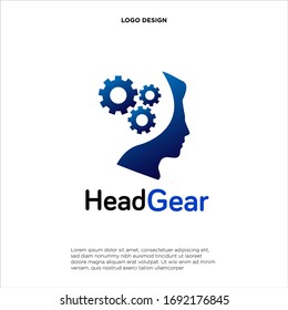 Mind Gear Logo Template Design Vector, Head Gear logo template vector