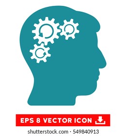 Mind Gear Rotation EPS vector pictograph. Illustration style is flat iconic soft blue symbol on white background.