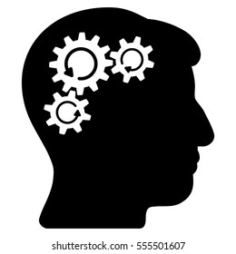 Mind Gear Rotation vector icon. Style is flat graphic symbol, black color, white background.