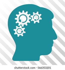 Mind Gear Rotation vector icon. Illustration style is flat iconic soft blue symbol on a hatch transparent background.