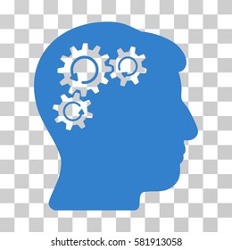 Mind Gear Rotation vector icon. Illustration style is a flat iconic cobalt symbol on a transparent background.