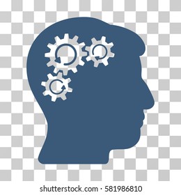 Mind Gear Rotation vector icon. Illustration style is a flat iconic blue symbol on a transparent background.