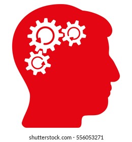 Mind Gear Rotation vector pictogram. Style is flat graphic symbol, red color, white background.