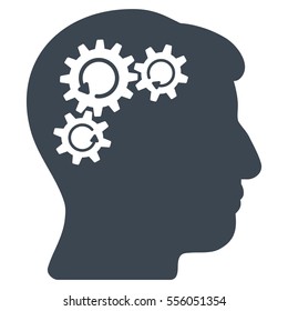 Mind Gear Rotation vector pictograph. Style is flat graphic symbol, smooth blue color, white background.
