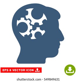 Mind Gears EPS vector pictogram. Illustration style is flat iconic blue symbol on white background.
