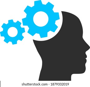 Mind gears icon with flat style. Isolated vector mind gears icon image on a white background.
