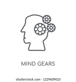 Mind gears linear icon. Modern outline Mind gears logo concept on white background from Productivity collection. Suitable for use on web apps, mobile apps and print media.