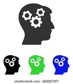 Mind Gears vector icon. Illustration style is a flat iconic colored symbol with different color versions.