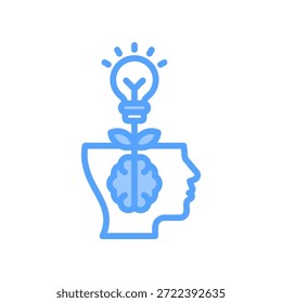 Icono de crecimiento mental Ilustración vectorial azul