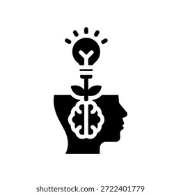 Ilustración vectorial de glifo de ícono de crecimiento mental