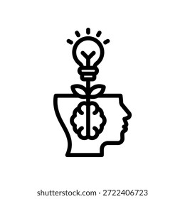Ilustración vectorial de línea de ícono de crecimiento mental