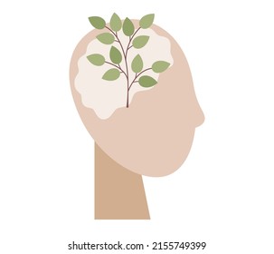 Mind growth icon. Metaphor for growth of personality as plant. Self-improvement, self-development. Vector flat illustration