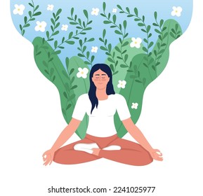 Mind harmony flat concept vector illustration. Woman in lotus position. Editable 2D cartoon characters on white for web design. Mental health care creative idea for website, mobile, presentation