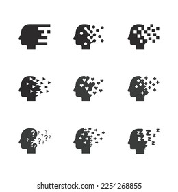 Kollektion mit flachen Mind-Head-Symbolen. Symbol für den Gedankenprozess-Symbolsatz. für Web-Design-Symbole und Infografik-Elemente.Vektordesign
