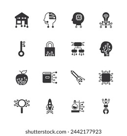 Mind Head flat icons collection. mind process symbol icon set. for web design symbols and infographic elements.vector design