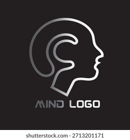 Vector de logotipo de arte de línea de cabeza de mente