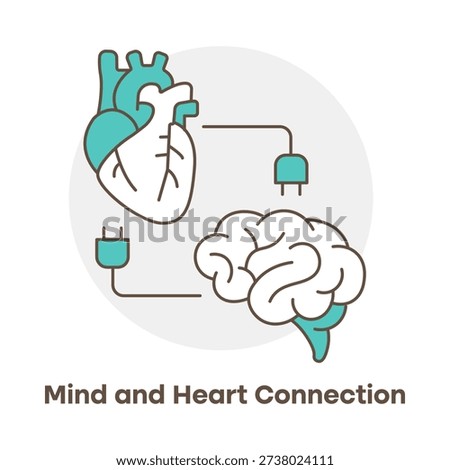 Mind and Heart Connection Outline Icon – Emotional Intelligence Line Vector