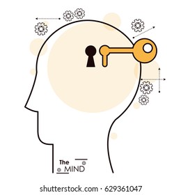 the mind human head key hole gear