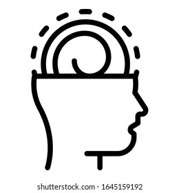 Mind hypnosis icon. Outline mind hypnosis vector icon for web design isolated on white background
