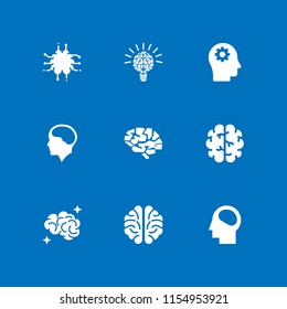 mind icon. 9 mind set with brain and brain inside human head vector icons for web and mobile app
