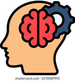 Mind Icon Lineal Color Vector Illustration