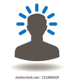 Mind Icon Vector. Man Think Idea Illustration. Creative Work Process Logo. Invention Imagination Implementation Symbol. Ideas Generation Thinking Sign.