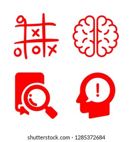 mind icons set with find, tic tac toe hand drawn game and brain vector set
