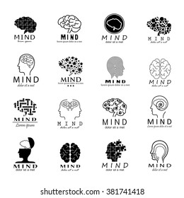 Mind Icons Set - Isolated On White Background - Vector Illustration, Graphic Design. For Web, Websites, Print, Presentation Templates, Mobile Applications And Promotional Materials