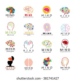 Mind Icons Set - Isolated On White Background - Vector Illustration, Graphic Design. For Web, Websites, Print, Presentation Templates, Mobile Applications And Promotional Materials