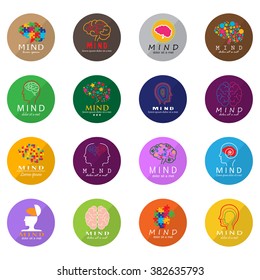 Mind Icons Set - Isolated On White Background - Vector Illustration, Graphic Design. For Web, Websites, Print, Presentation Templates, Mobile Applications And Promotional Materials