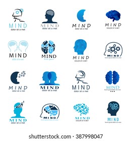 Mind Icons Set - Isolated On White Background - Vector Illustration, Graphic Design. For Web, Websites, Print, Presentation Templates, Mobile Applications And Promotional Materials