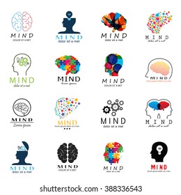 Mind Icons Set - Isolated On White Background - Vector Illustration, Graphic Design. For Web, Websites, Print, Presentation Templates, Mobile Applications And Promotional Materials