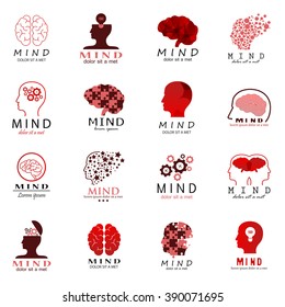 Mind Icons Set - Isolated On White Background - Vector Illustration, Graphic Design. For Web, Websites, Print, Presentation Templates, Mobile Applications And Promotional Materials