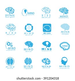 Mind Icons Set - Isolated On White Background - Vector Illustration, Graphic Design. For Web, Websites, Print, App, Presentation Templates, Mobile Applications And Promotional Materials. Logotype Set