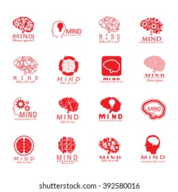 Mind Icons Set - Isolated On White Background - Vector Illustration, Graphic Design. For Web, Websites, Print, App, Presentation Templates, Mobile Applications And Promotional Materials. Logotype Set