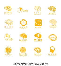 Mind Icons Set - Isolated On White Background - Vector Illustration, Graphic Design. For Web, Websites, Print, App, Presentation Templates, Mobile Applications And Promotional Materials. Logotype Set