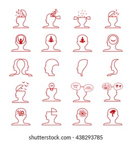 Mind Icons Set - Isolated On White Background - Vector Illustration, Graphic Design. For Web, Websites, Print, Presentation Templates, Mobile Applications And Promotional Materials