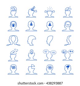 Mind Icons Set - Isolated On White Background - Vector Illustration, Graphic Design. For Web, Websites, Print, Presentation Templates, Mobile Applications And Promotional Materials