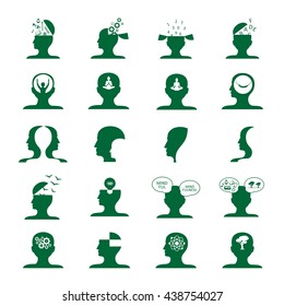 Mind Icons Set - Isolated On White Background - Vector Illustration, Graphic Design. For Web, Websites, Print, Presentation Templates, Mobile Applications And Promotional Materials