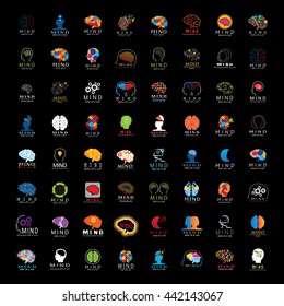 Mind Icons Set - Isolated On Black Background - Vector Illustration, Graphic Design.