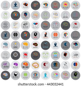Mind Icons Set - Isolated On White Background - Vector Illustration, Graphic Design 