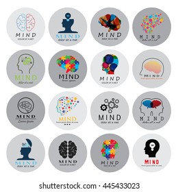 Mind Icons Set - Isolated On White Background - Vector Illustration, Graphic Design. For Web, Websites, Print